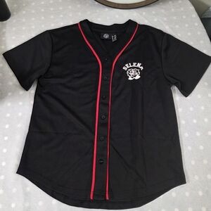 Selena Shirt Womens S/M Como La Flor Black Red White Rose Womens Jersey